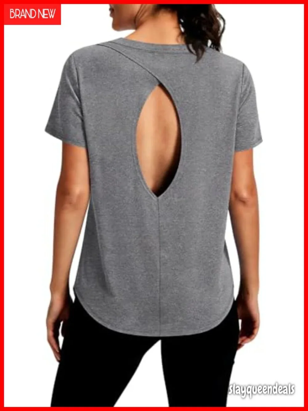 Open Back Workout Top Short Sleeve Pilates Active Tee